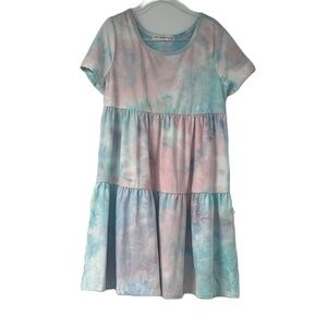 Love Squared Girls size 6 tie dye rainbow short sleeve cotton soft dress casual